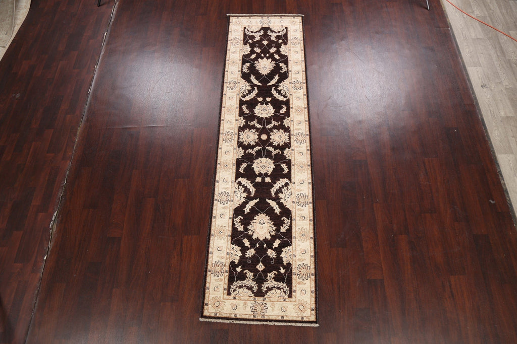 Vegetable Dye Floral Peshawar Chobi Oriental Runner Rug 3x10