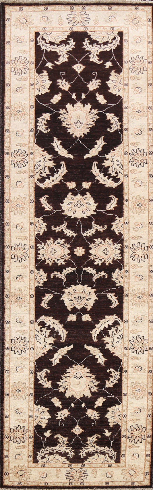 Vegetable Dye Floral Peshawar Chobi Oriental Runner Rug 3x10