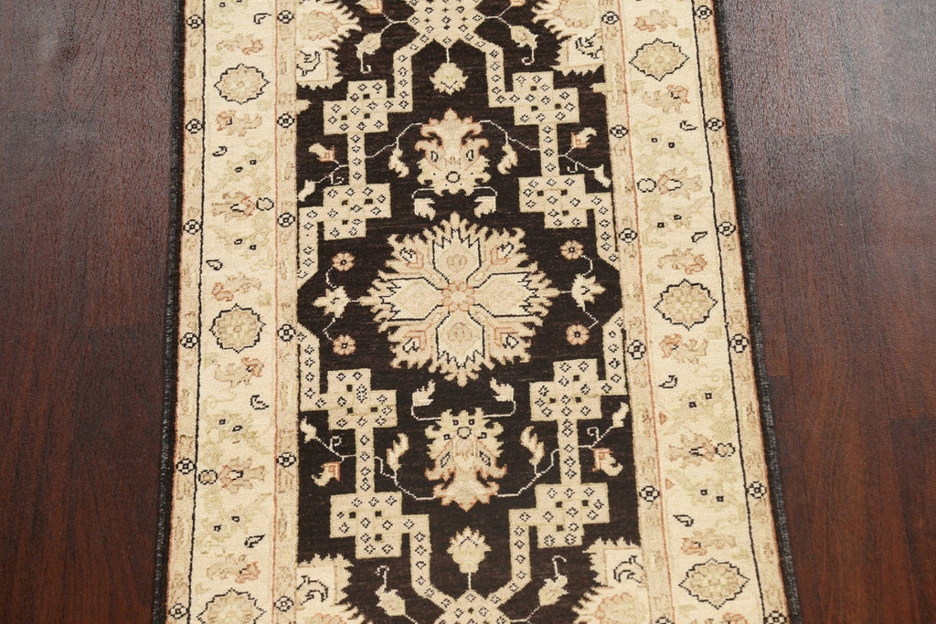 Vegetable Dye Geometric Peshawar Chobi Oriental Runner Rug 3x10