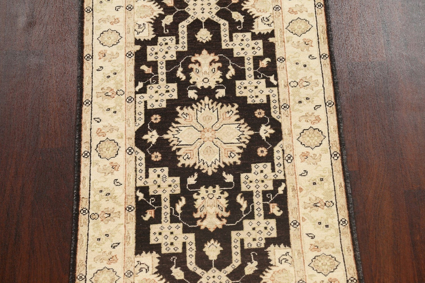 Vegetable Dye Geometric Peshawar Chobi Oriental Runner Rug 3x10