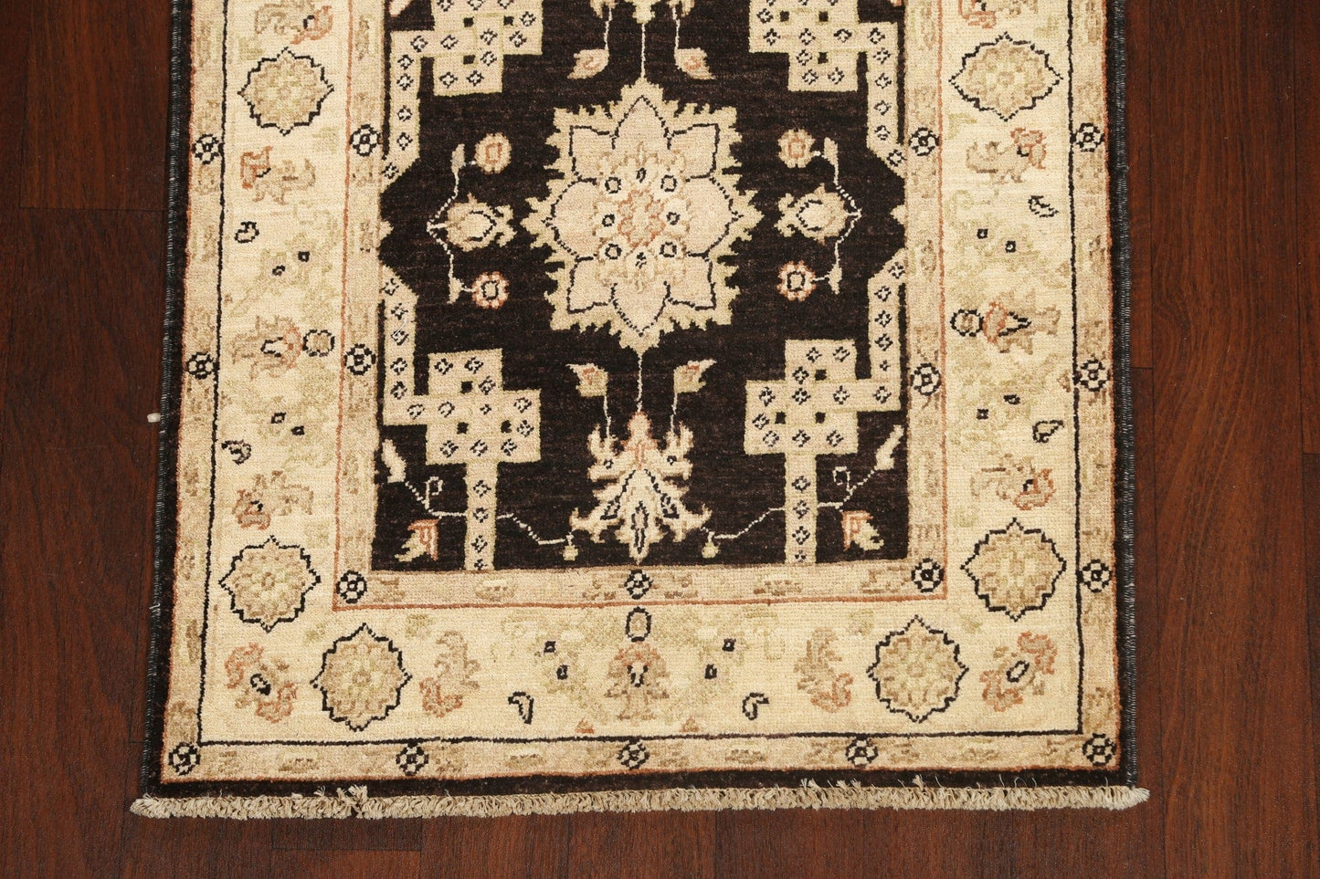 Vegetable Dye Geometric Peshawar Chobi Oriental Runner Rug 3x10