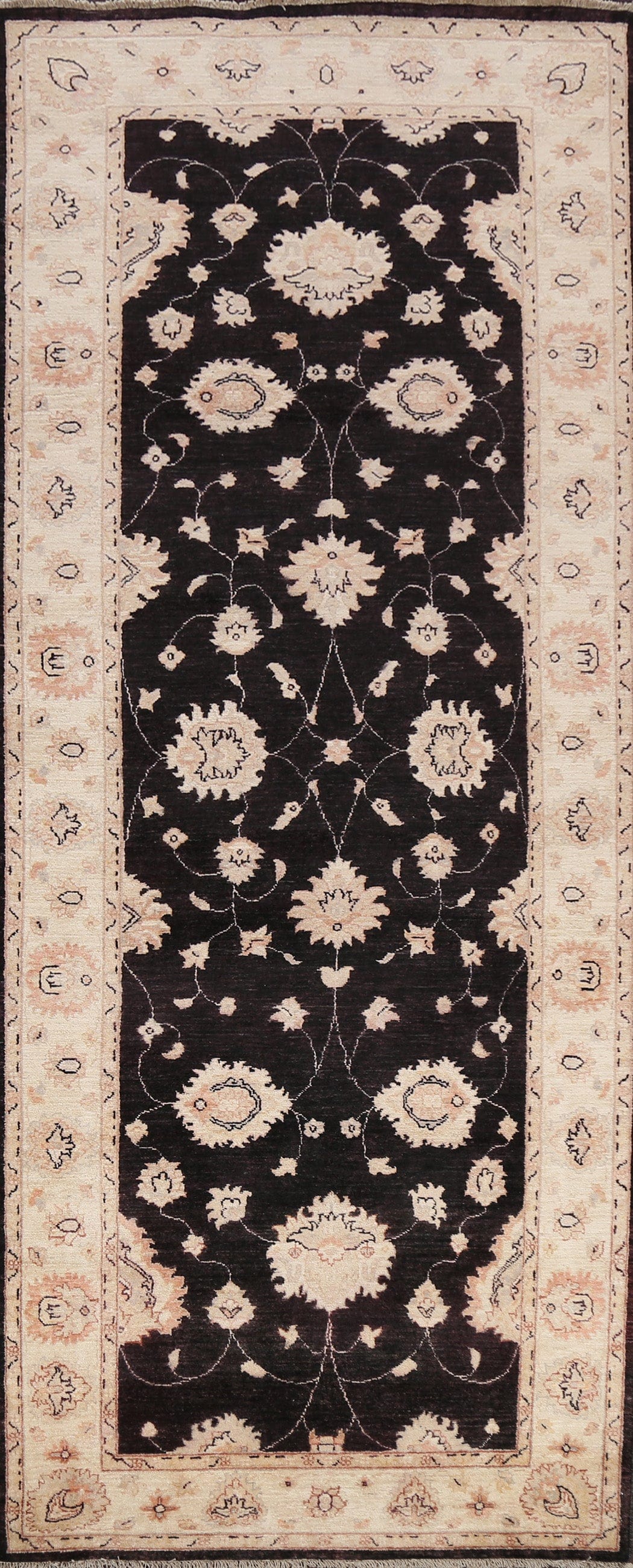 Vegetable Dye Floral Peshawar Chobi Oriental Runner Rug 4x10