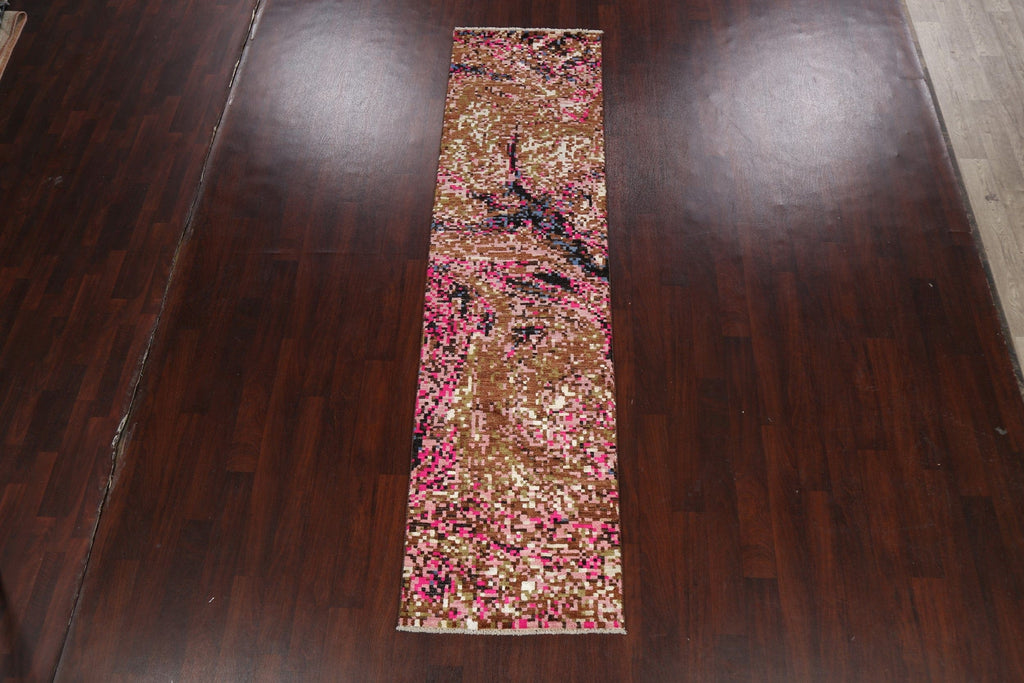 Artistic Contemporary Abstract Oriental Runner Rug 3x10