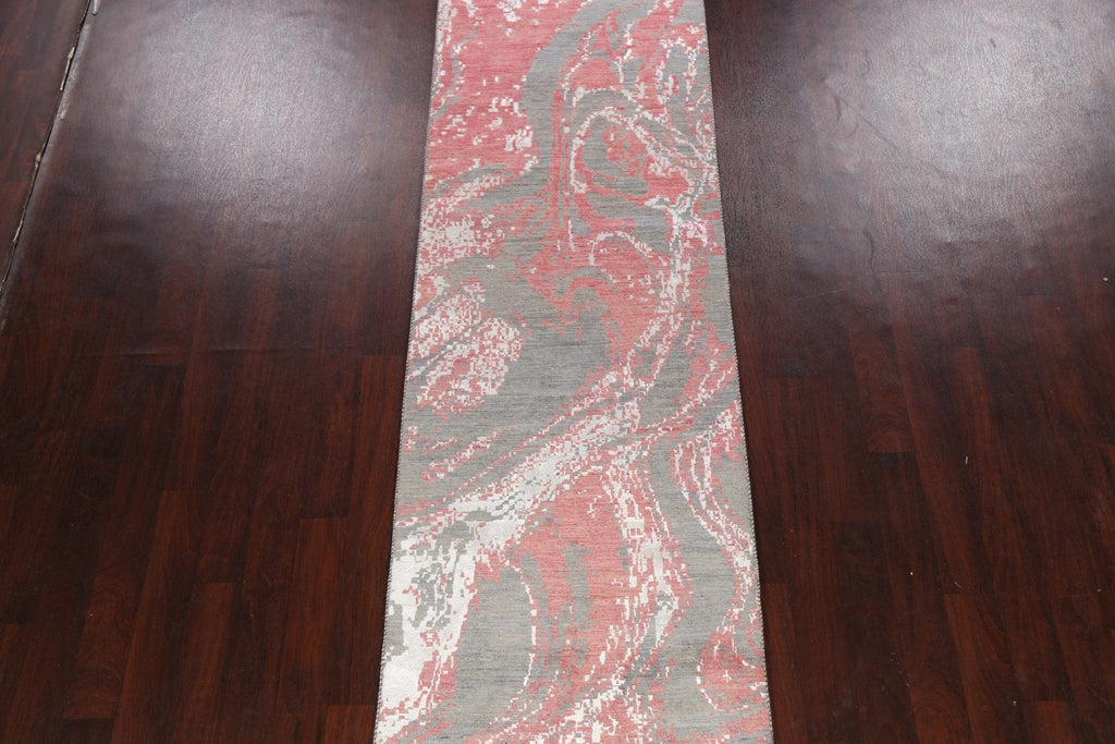 Vegetable Dye Modern Abstract Oriental Runner Rug 3x12