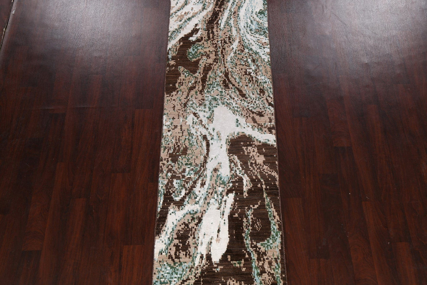 Vegetable Dye Modern Abstract Oriental Runner Rug 3x10