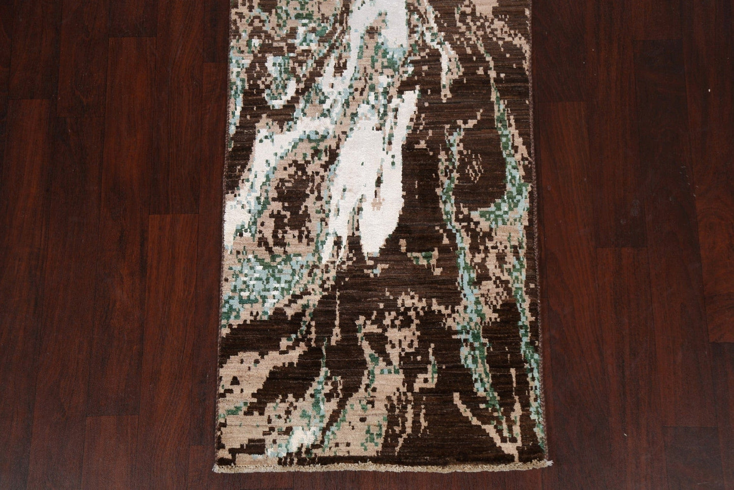 Vegetable Dye Modern Abstract Oriental Runner Rug 3x10