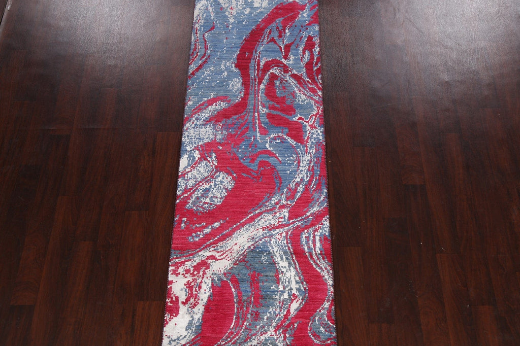 Artistic Contemporary Abstract Oriental Runner Rug 3x10