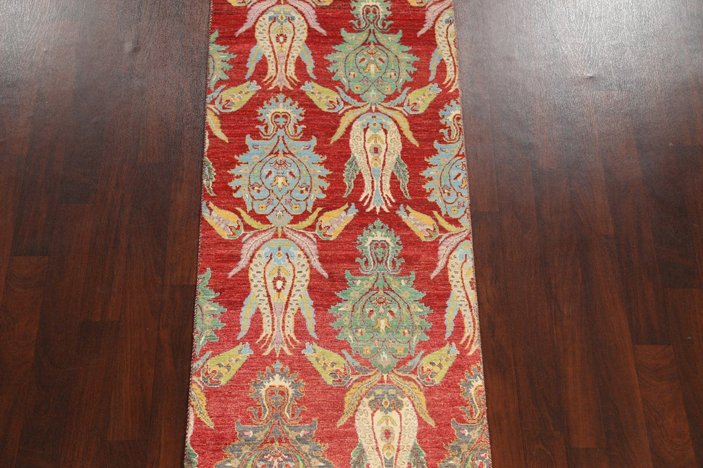 Vegetable Dye Abstract Oriental Runner Rug 3x12