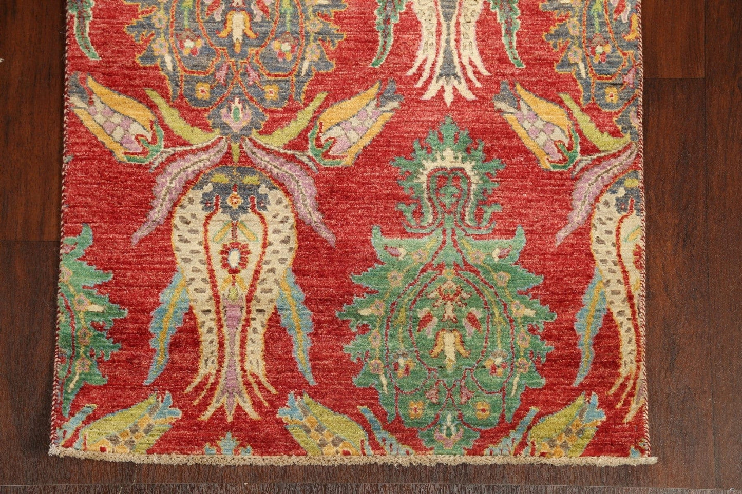 Vegetable Dye Abstract Oriental Runner Rug 3x12