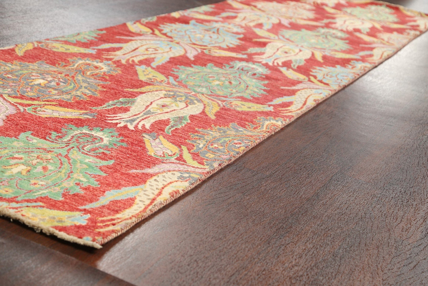 Vegetable Dye Abstract Oriental Runner Rug 3x12