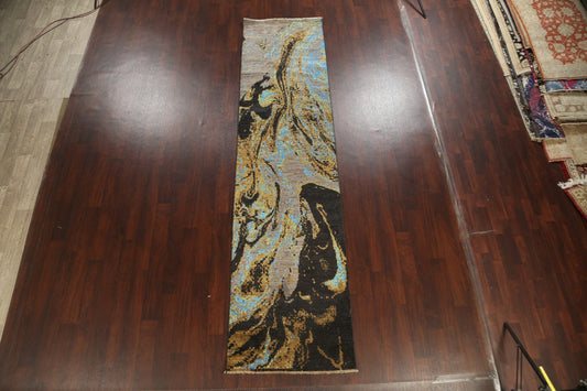 Artistic Modern Abstract Oriental Runner Rug 3x12