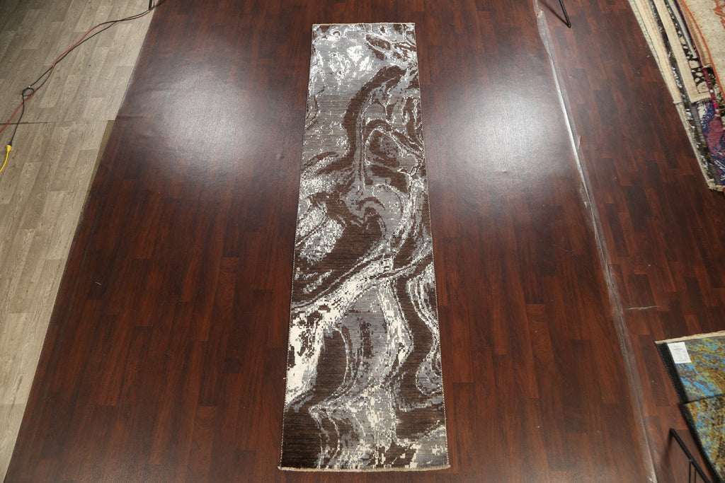 Artistic Modern Abstract Oriental Runner Rug 3x12