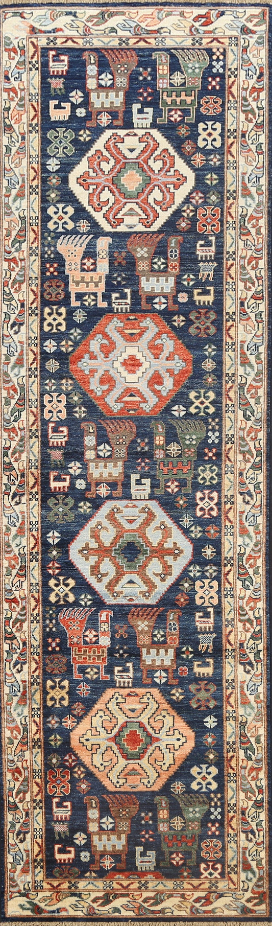 Tribal Geometric Heriz Serapi Oriental Runner Rug 3x10