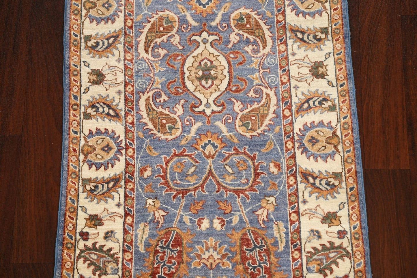 Vegetable Dye Floral Peshawar Chobi Oriental Runner Rug 3x9