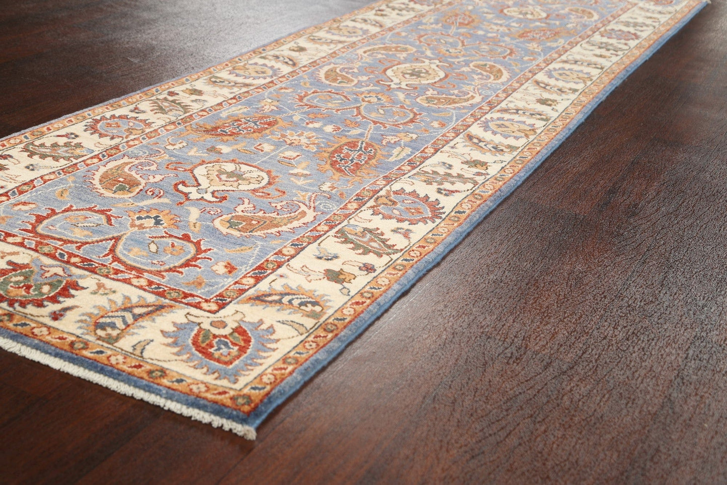 Vegetable Dye Floral Peshawar Chobi Oriental Runner Rug 3x9