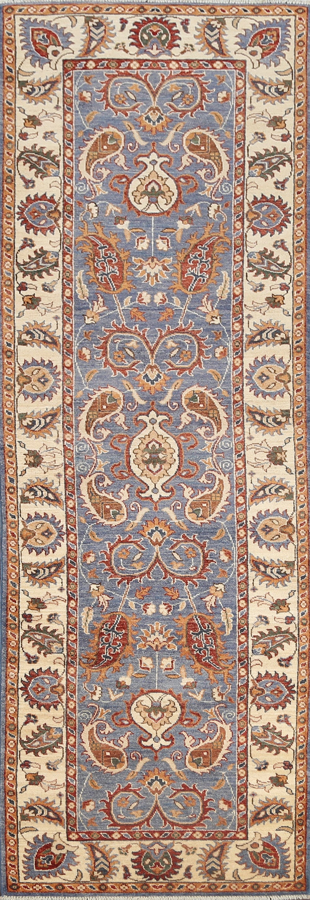 Vegetable Dye Floral Peshawar Chobi Oriental Runner Rug 3x9