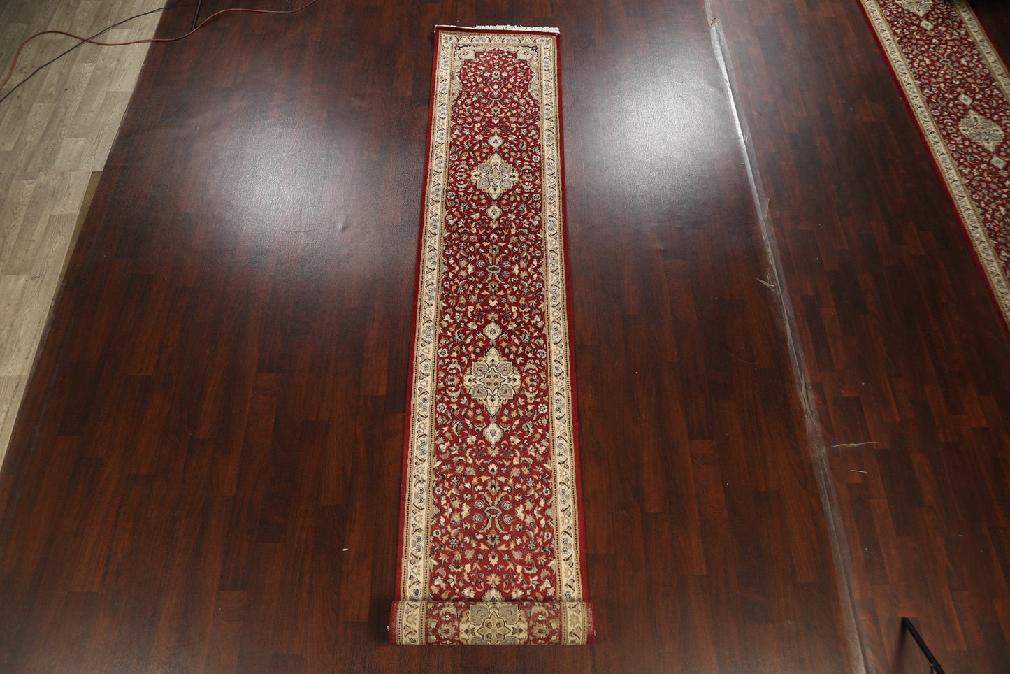 Vegetable Dye Red Floral Kashan Oriental Area Rug 3x17