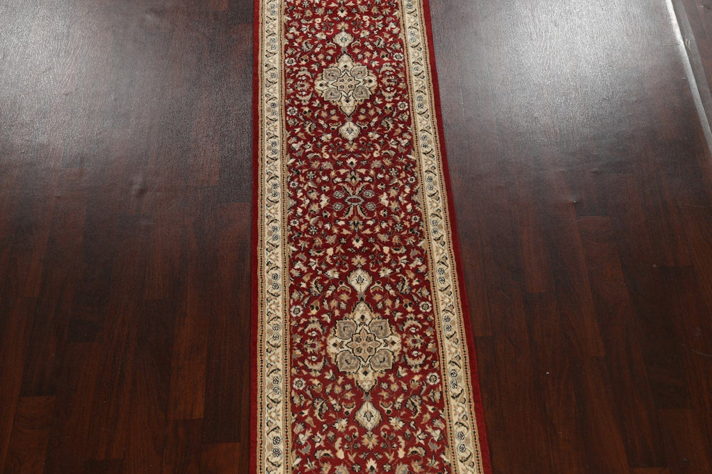 Vegetable Dye Red Floral Kashan Oriental Area Rug 3x17