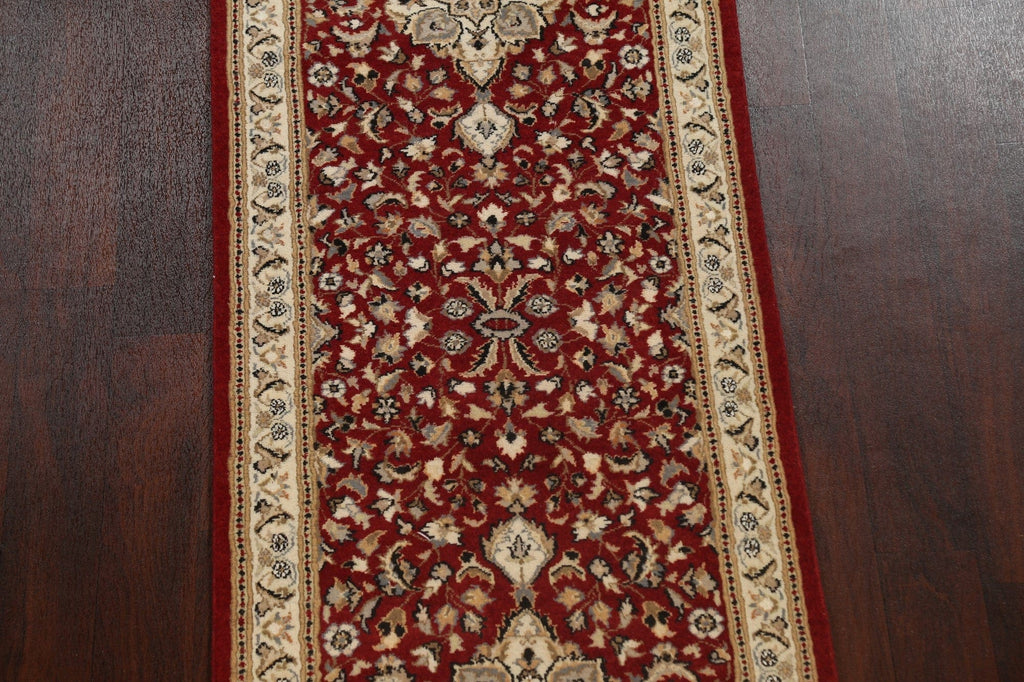 Vegetable Dye Red Floral Kashan Oriental Area Rug 3x17