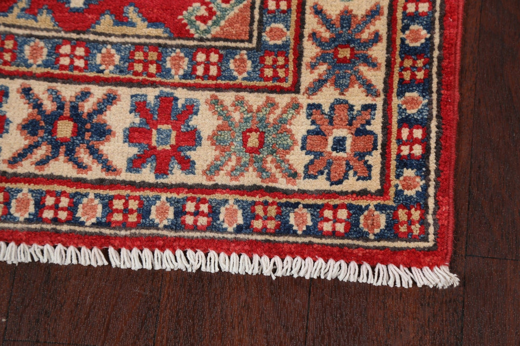 Geometric Red Kazak Oriental Runner Rug 2x6