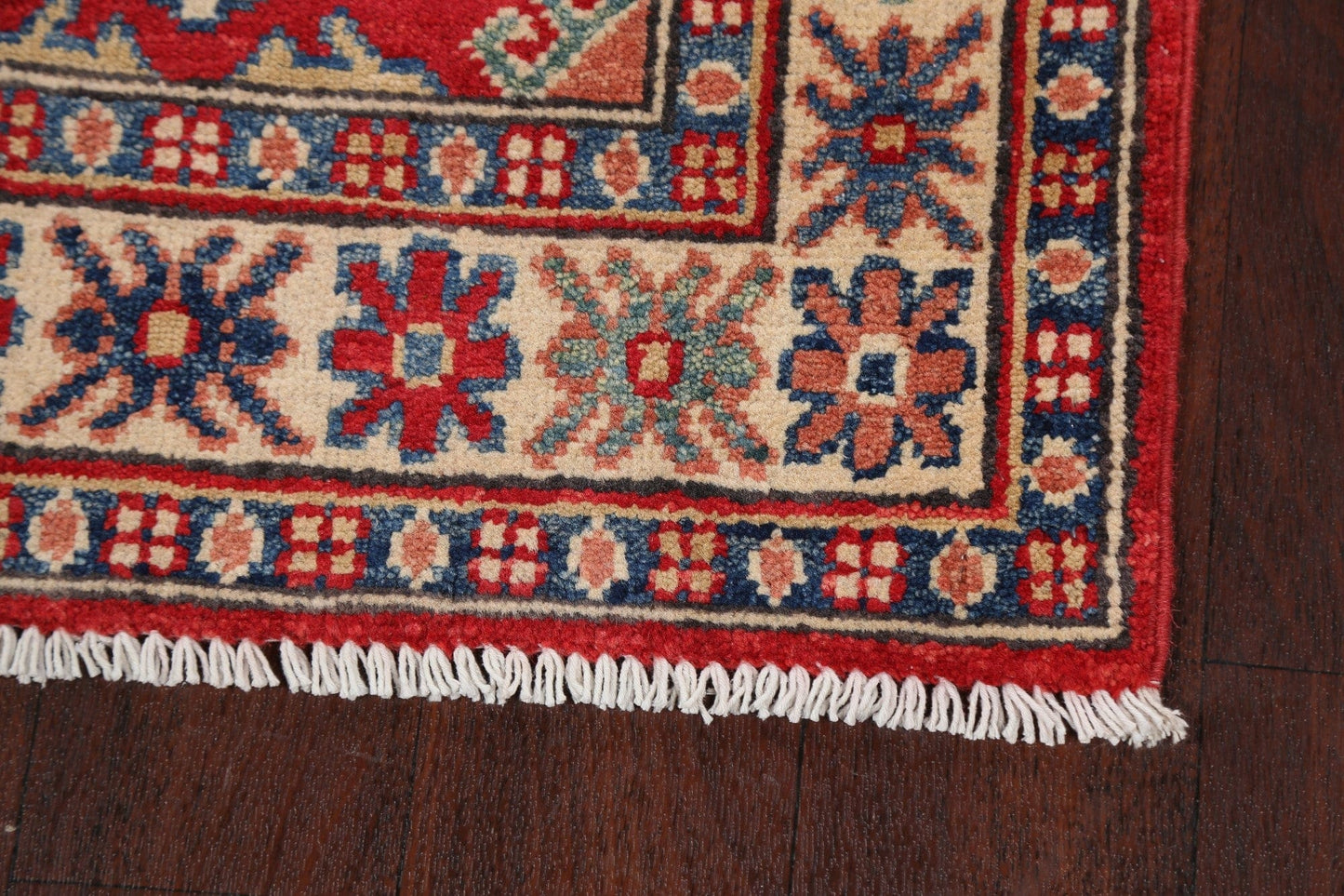 Geometric Red Kazak Oriental Runner Rug 2x6