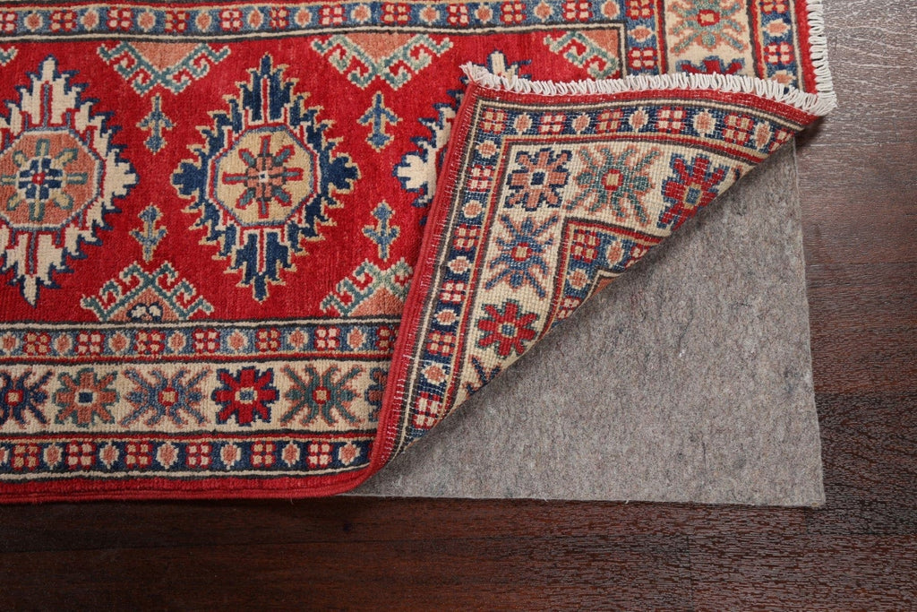 Geometric Red Kazak Oriental Runner Rug 2x6