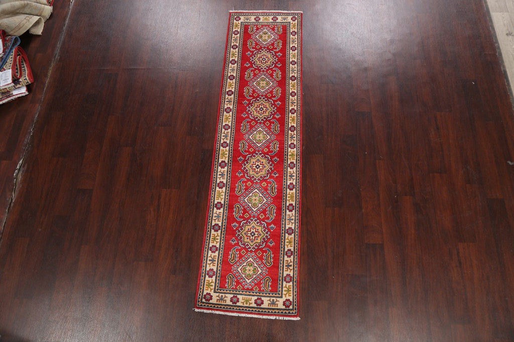 Geometric Kazak Oriental Runner Rug 2x8