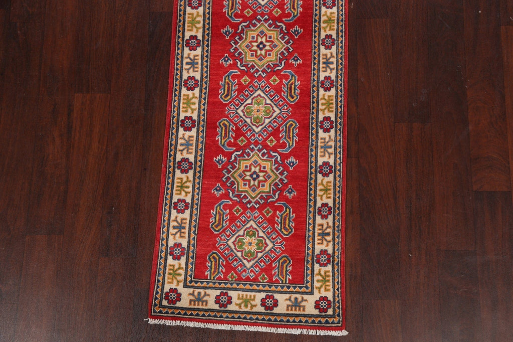 Geometric Kazak Oriental Runner Rug 2x8