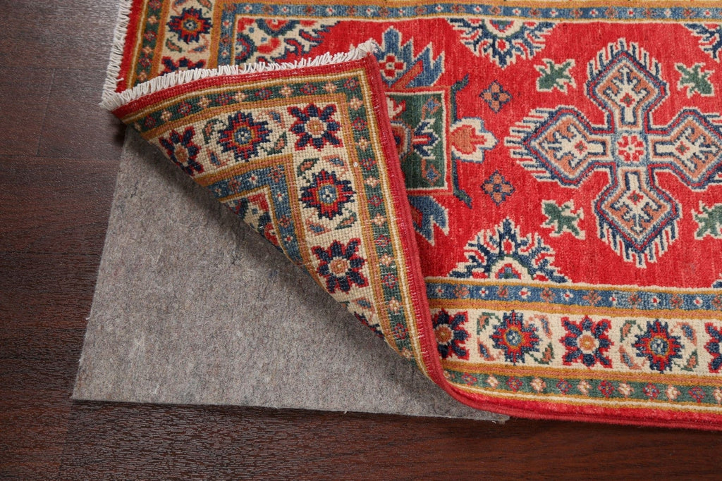 Red Geometric Kazak Oriental Runner Rug 2x6