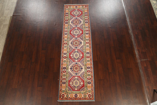 Geometric Kazak Oriental Runner Rug 3x10