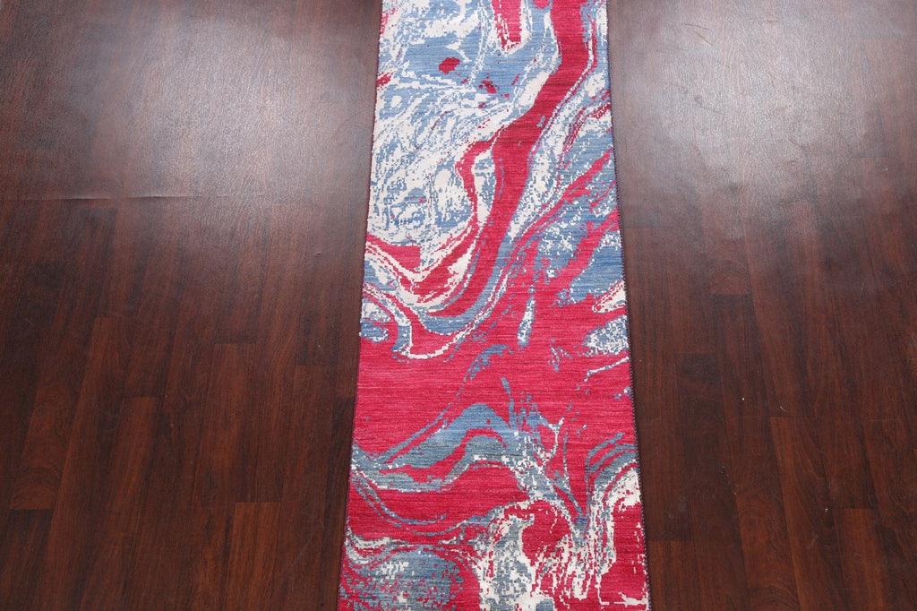 Vegetable Dye Abstract Oriental Runner Rug 3x10