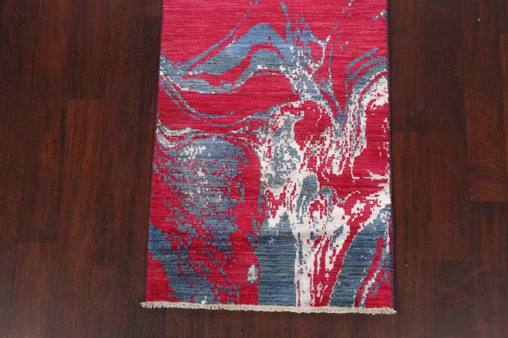 Vegetable Dye Abstract Oriental Runner Rug 3x10