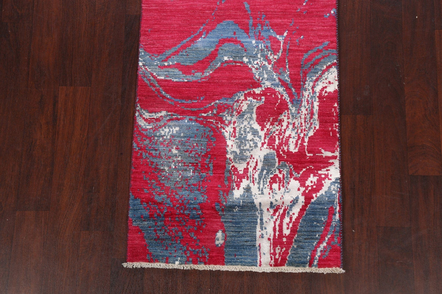 Vegetable Dye Abstract Oriental Runner Rug 3x10