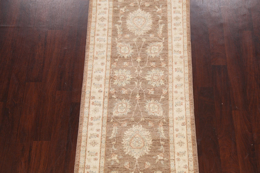 Vegetable Dye Floral Peshawar Chobi Oriental Runner Rug 3x8