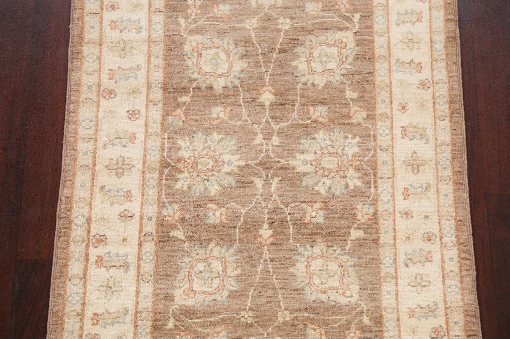 Vegetable Dye Floral Peshawar Chobi Oriental Runner Rug 3x8