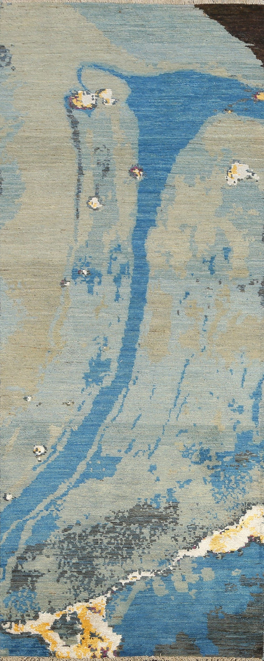 Artistic Modern Abstract Oriental Runner Rug 3x8