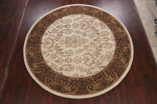 Floral Hand-Tufted Beige Round Rug 10x10