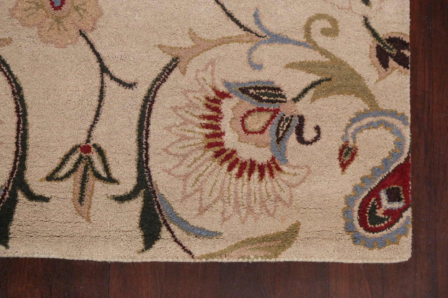 Floral Ivory Indian Area Rug 5x8