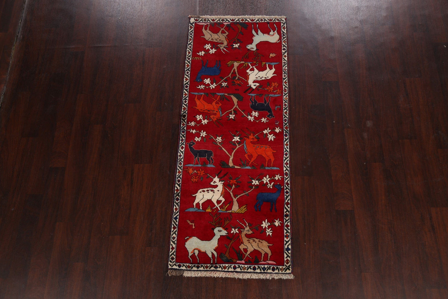 Animal Pictorial Shiraz Persian Runner Rug 3x7