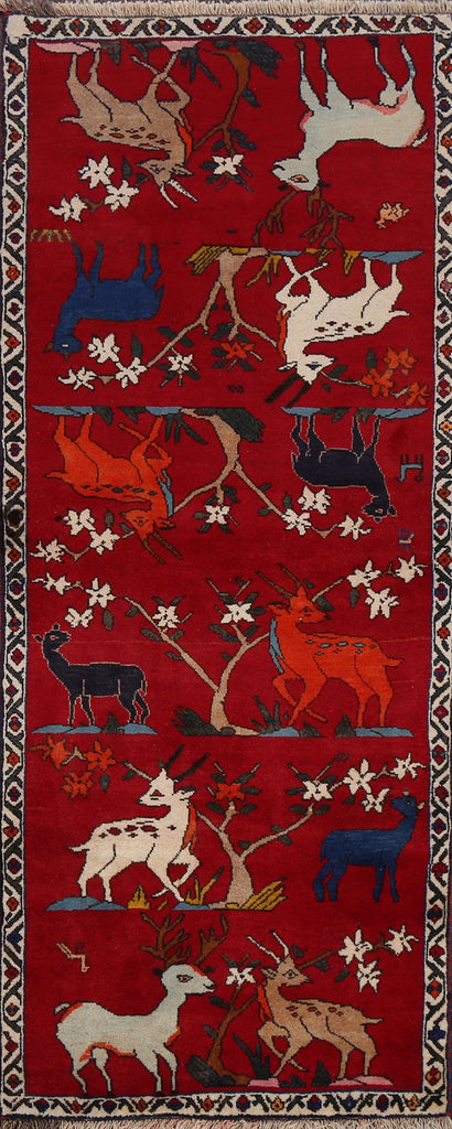 Animal Pictorial Shiraz Persian Runner Rug 3x7