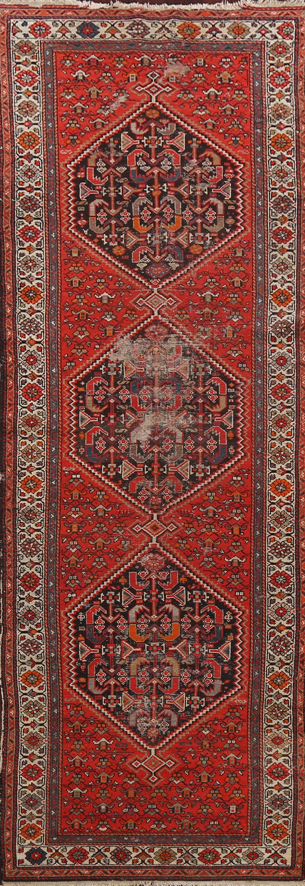 Antique Vegetable Dye Malayer Persian Runner Rug 3x11