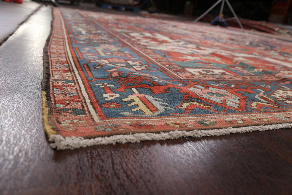 Pre-1900 Antique Vegetable Dye Heriz Serapi Persian Area Rug 10x13