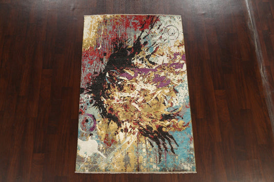 Vegetable Dye Contemporary Abstract Oriental Area Rug 4x6