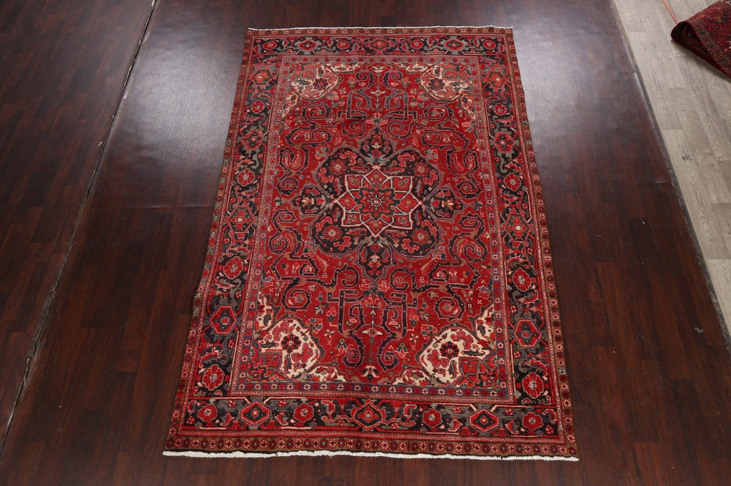 Geometric Red Heriz Persian Area Rug 7x10