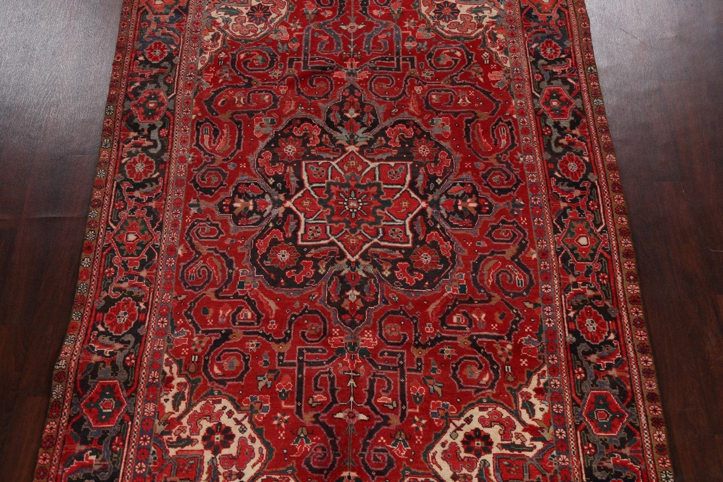 Geometric Red Heriz Persian Area Rug 7x10