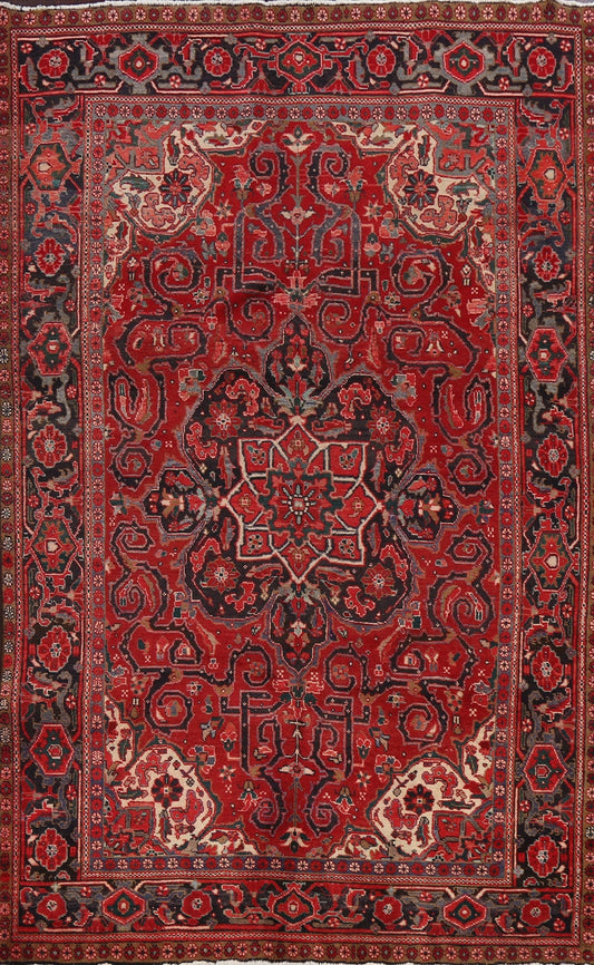 Geometric Red Heriz Persian Area Rug 7x10