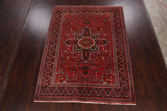 Geometric Red Heriz Persian Area Rug 7x10