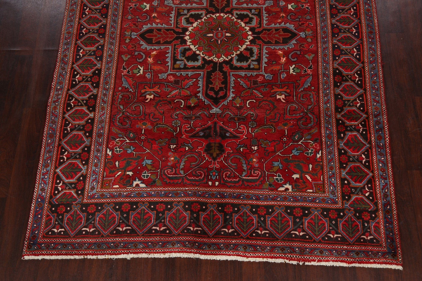 Geometric Red Heriz Persian Area Rug 7x10