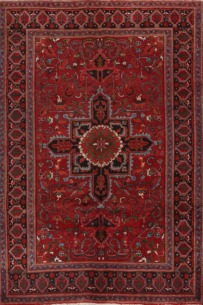 Geometric Red Heriz Persian Area Rug 7x10