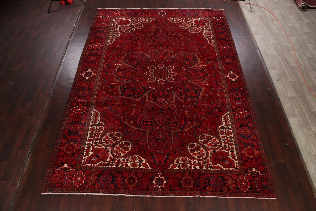 Geometric Red Heriz Persian Area Rug 10x13